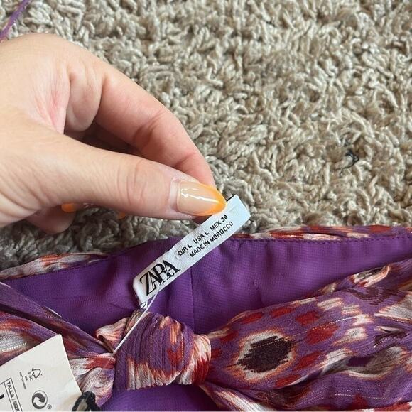 New purple and pink cinched Zara mini dress - Picture 8 of 9